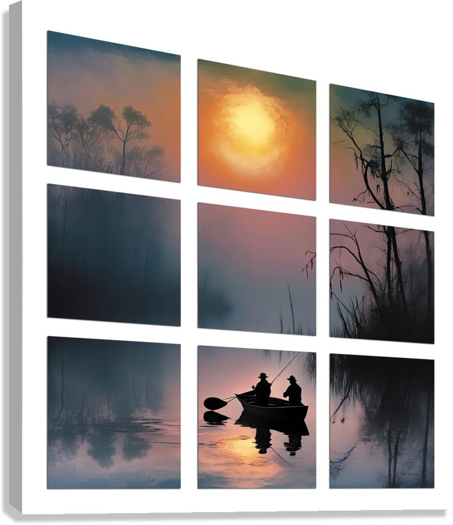 BLURRED MOON    9 PANEL WINDOW FRAMED Canvas Print