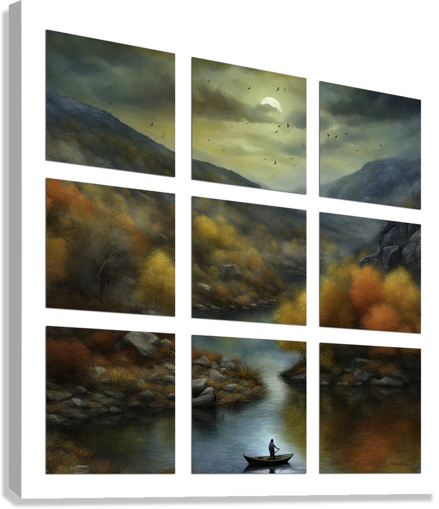 ZIG ZAG RIVER.  9 PANEL Canvas Print