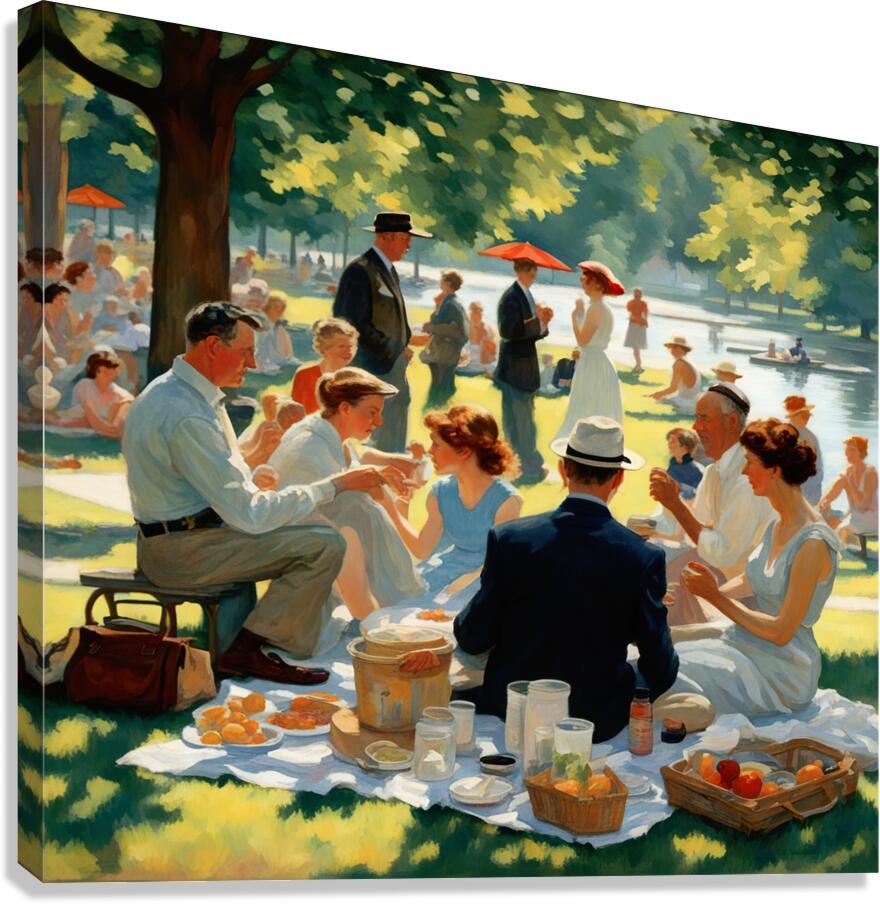 PICNIC AT THE LAKE Canvas Print