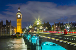 LONDON Big Ben and Westminster Bridge at night