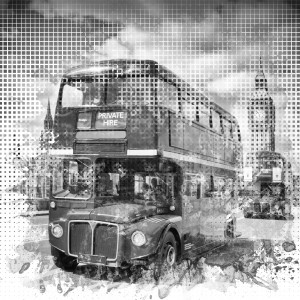 Graphic Art LONDON WESTMINSTER Buses | Monochrome