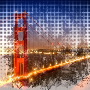 Graphic Art Golden Gate Bridge | watercolour style