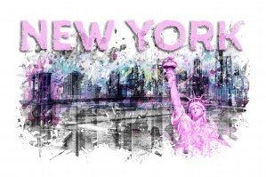 Modern Art NEW YORK CITY Skyline Splashes | pink