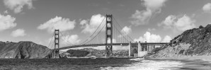 GOLDEN GATE BRIDGE Baker Beach Panoramic View | Monochrome