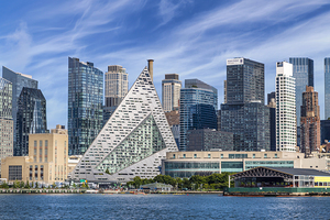Hells Kitchen skyline on the Hudson River in New York City