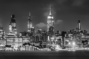 Impressive Midtown Manhattan Skyline with Little Island | Monochrome