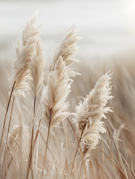 Pampas grass by the sea Print