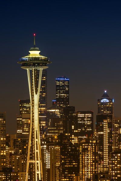 Magnificent Seattle skyline by night Print
