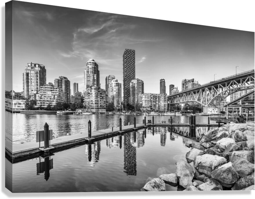 Vancouver impression of Granville Island | Monochrome Canvas Print