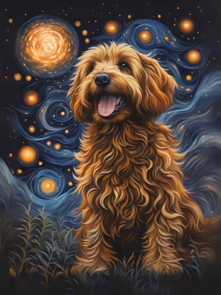 cavapoo wall portrait by Lumina Dream Studio