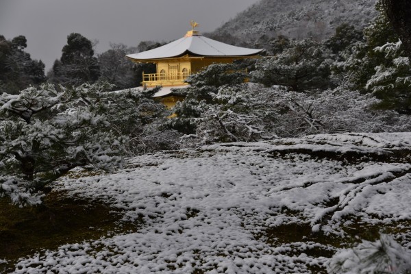 Kyoto Kinkaku-ji in snow Print