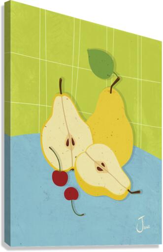 Three Pears Two Cherries Canvas Print