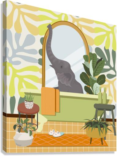 Elephant Bathing Canvas Print
