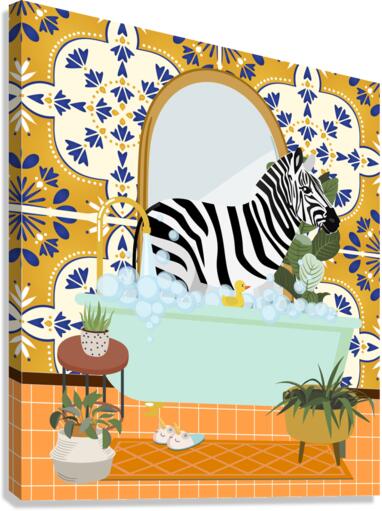 Zebra Taking a Bath Canvas Print