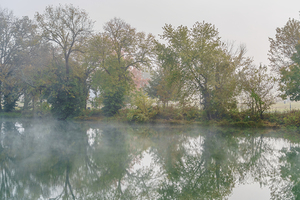 Hazy Fall Morning On The Finley