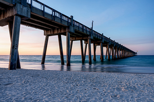 Pensacola Pier Morning Waves In Motion