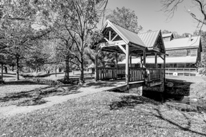 Wooden Bridge To Jolly Mill Grayscale