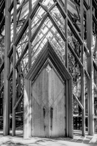 Front Door Of Anthony Chapel Grayscale