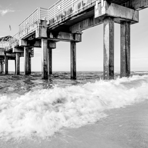 Orange Beach Alabama Pier Splashes Grayscale