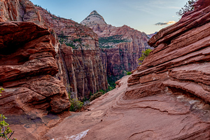 Zion Canyon Overlook Mountain Over Rocks
