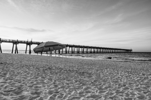Umbrella On Pensacola Beach Grayscale