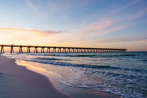 Pensacola Gulf Pier Morning Coastline Serenity