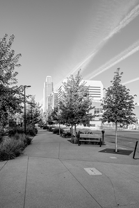 Downtown Omaha Sunday Morning Stillness Grayscale