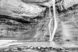 Lower Calf Creek Majestic Waterfall Grayscale