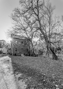 Topaz Mill Side View Sunburst Grayscale