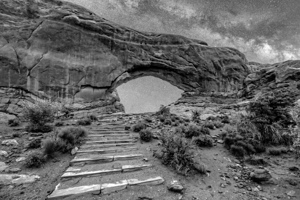 Stargazing At Arches South Window Grayscale