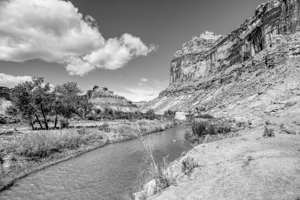 San Rafael River And Sids Mountain Grayscale