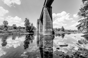 Under The Cotter Railroad Bridge Grayscale