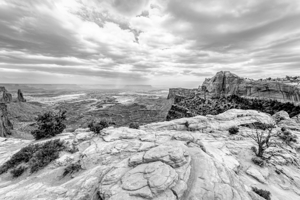 Buck Canyon Cliff Edge Canyonlands Grayscale
