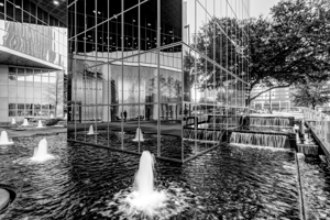 Fountains Waterfalls Reflections Dallas Grayscale