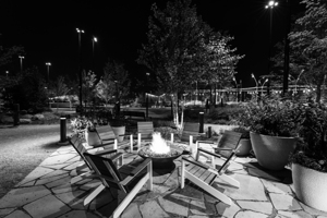 Omaha Nebraska Firepit Sitting Area Grayscale