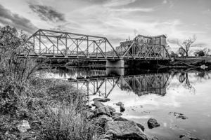 Fall Sunset At Ozark Mill Grayscale