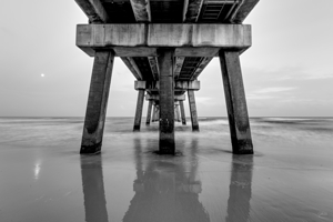 Dusk Under The Gulf State Park Pier Grayscale
