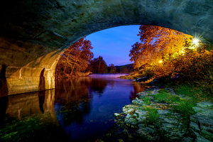 Twilight Under Bennett Spring Bridge