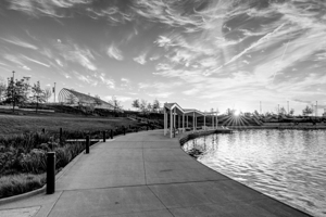 Heartland Park Sunrise Rays Grayscale