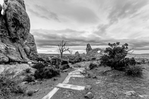 Path To Turret Arch At Blue Hour grayscale