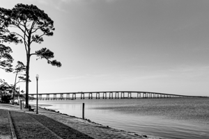 Navarre Beach Causeway Bridge Morning Grayscale