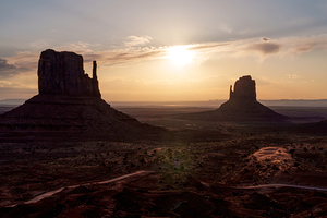 Monument Valley Mittens Hazy Sunrise