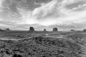 Monument Valley Clouds Of Art Evening Grayscale
