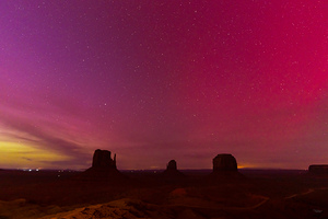 Northern Lights Over Monument Valley Buttes