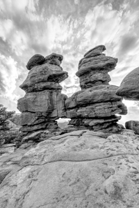 Siamese Twins Rock Formations Evening Grayscale