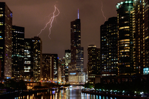 Chicago River Lightning Storm