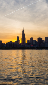 Willis Tower Vertical Gold Sunset