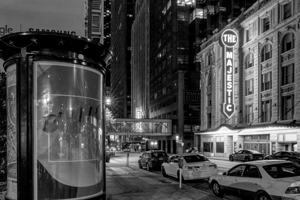 Dallas Sign And Majestic Theater Grayscale
