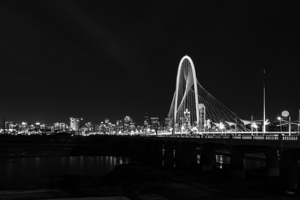 Dallas Twilight Winter Night Grayscale