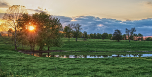 Ozarks Country Pond Sunset Pano